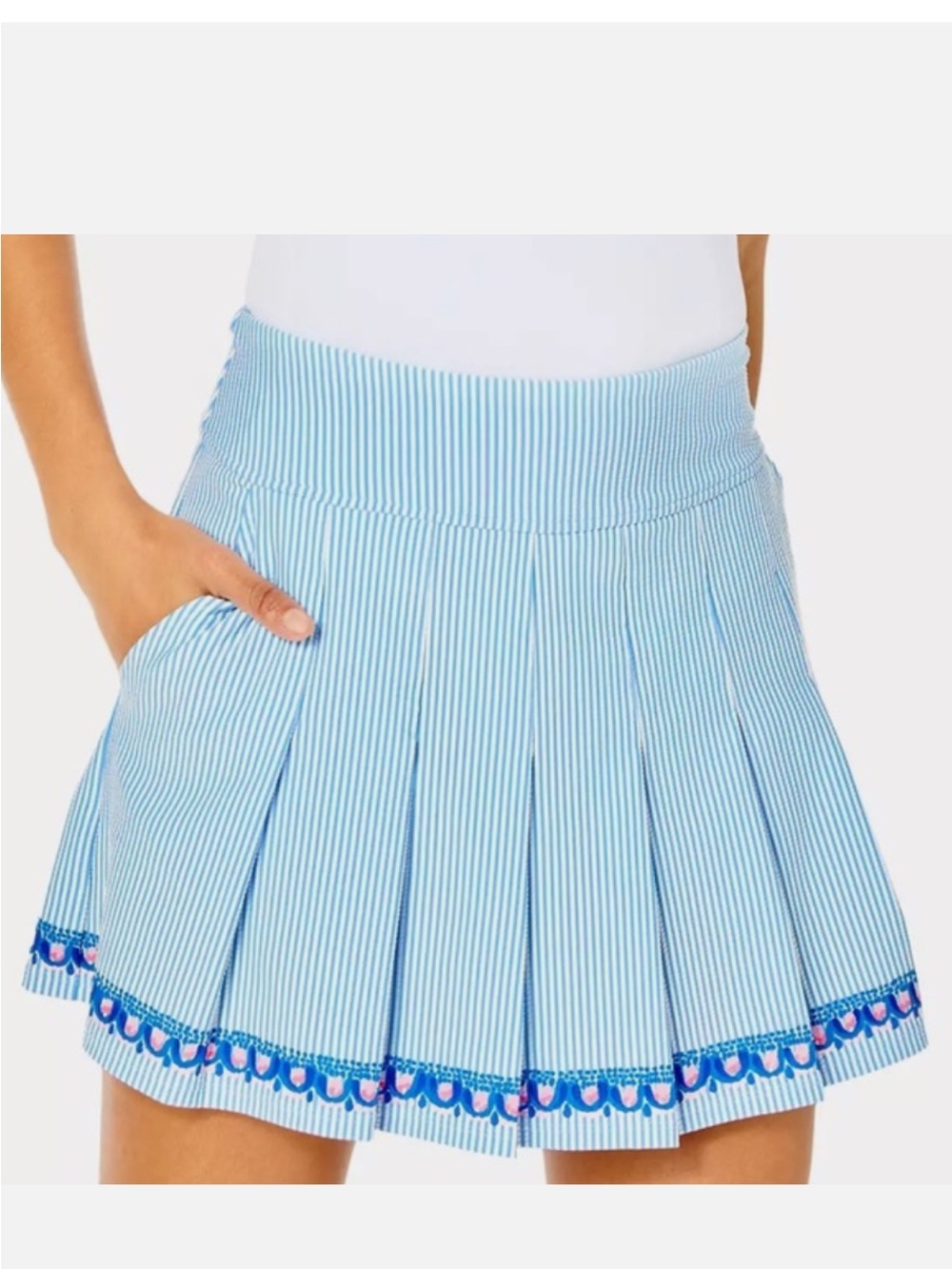 Lilly Pulitzer Light Blue & White Striped Pleated Skirt NWT SIZE 00 tennis,golf
